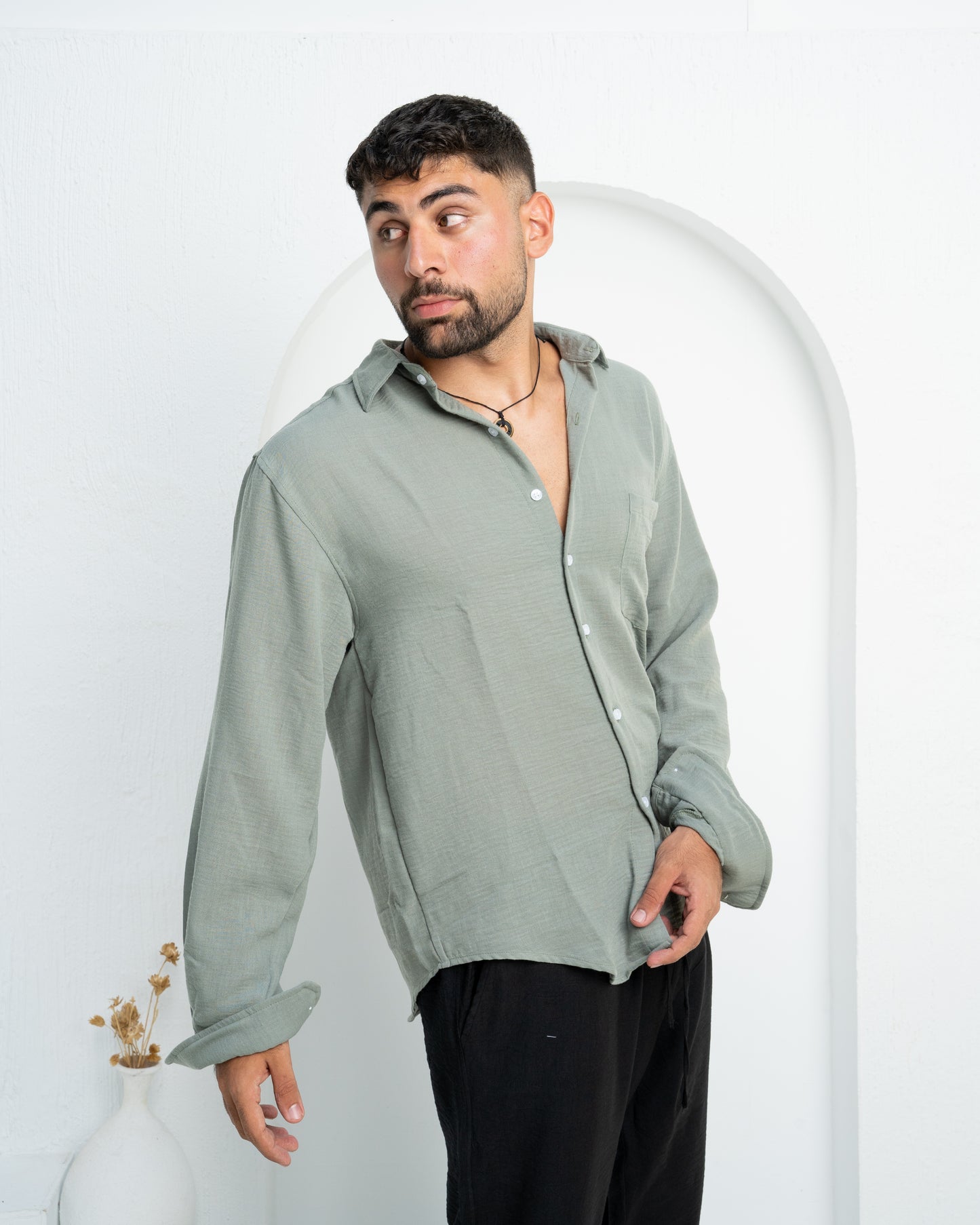 Olive Linen Shirt