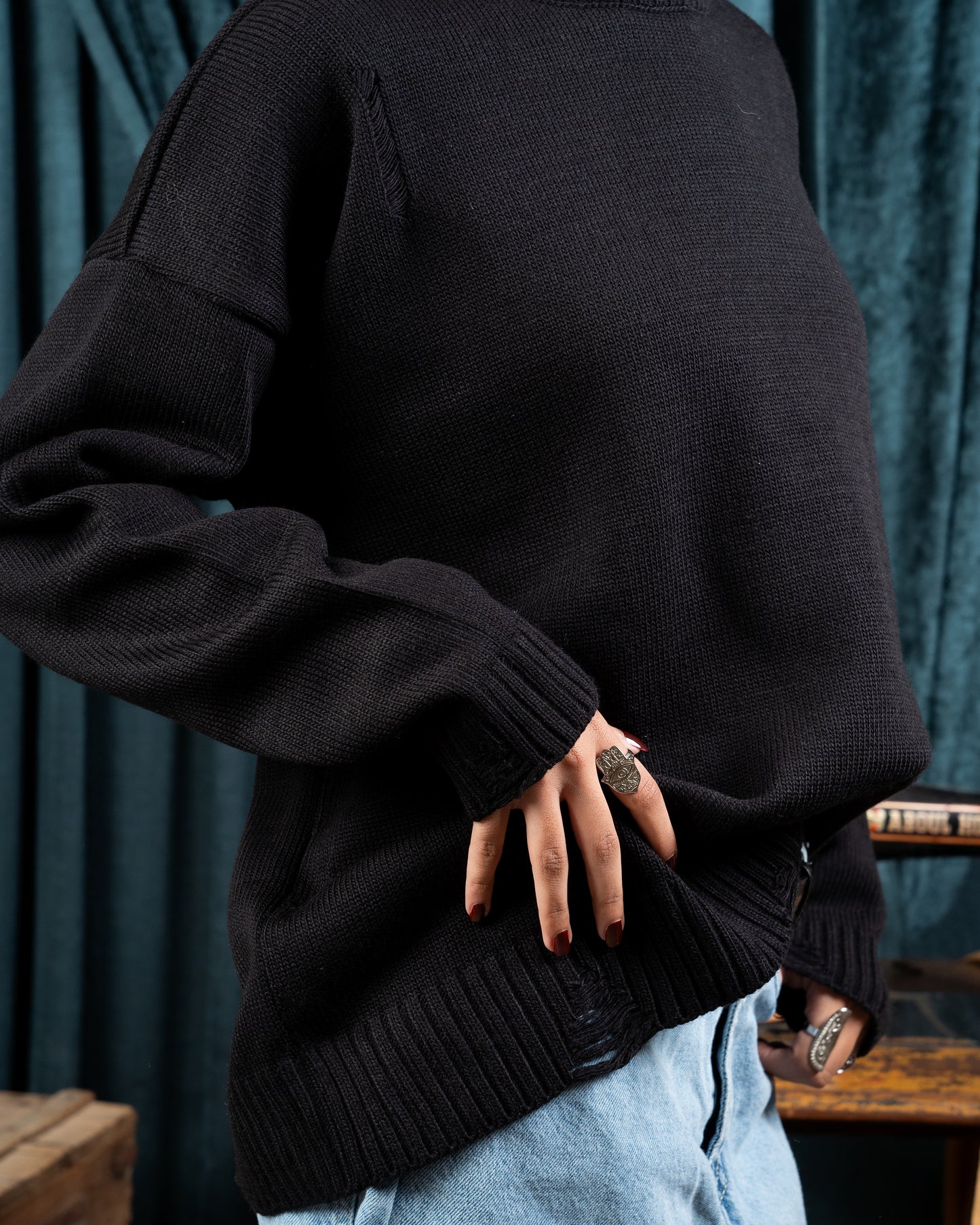 Gazi Black Knitted Pullover